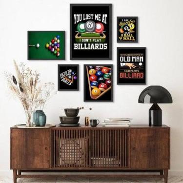 Imagem de Composição 6 Quadros Decorativos Bilhar Sinuca