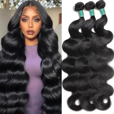 Imagem de AnJudyReid 12A Feixes de Cabelo Humano 18 20 56 Polegadas 100% Cabelo Virgem Brasileiro Ondulado Pacotes Extensões de Cabelo Humano Tecido 3 Pacotes Ofertas de Cabelo Humano Real Preto Natural