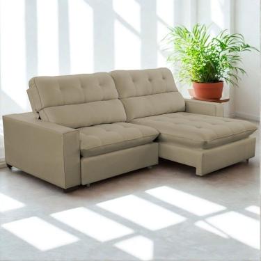 Imagem de Sofa Retratil Reclinavel 2 Lugares 290cm Veludo Andreia Capuccino