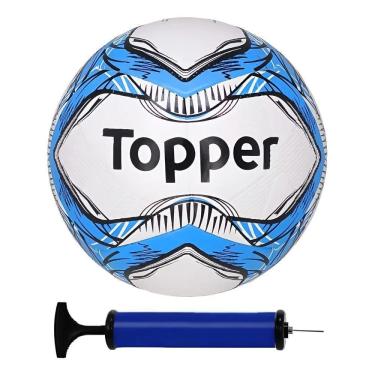 Imagem de Bola De Futebol Campo Topper 5 - Pvc + Bomba De Azul