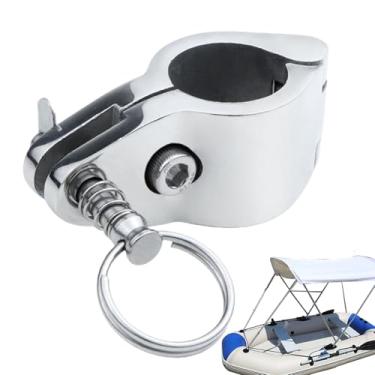 Imagem de Toldo Bimini Top Hardware - Braçadeira de mandíbula Bimini com dobradiça, montagem lateral de convés de aço inoxidável 316, suporte de trilho de dobradiça para barco