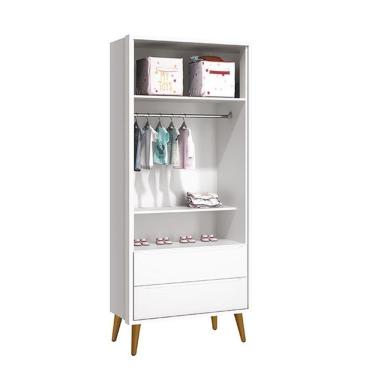 Imagem de Dormitório Theo 2 Portas, Cômoda 6 Gavetas, Berço Branco Fosco Com Pés Amadeirado E Colchão - Reller Móveis Branco Fosco