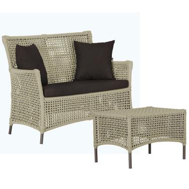 Imagem de 1 Sofá E Mesa Igapó Alumínio Marrom Corda Náutica E9 Trama Rami