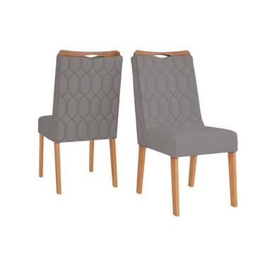 Imagem de Cadeira Sala De Jantar Bia Cedro-suede Lunar Grafite - Dj Móveis