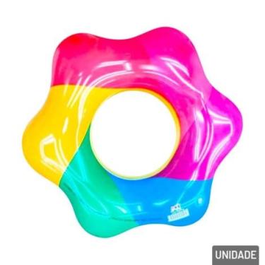 Imagem de Boia Inflável Circular Formato Estrela Multicolorida 60cm