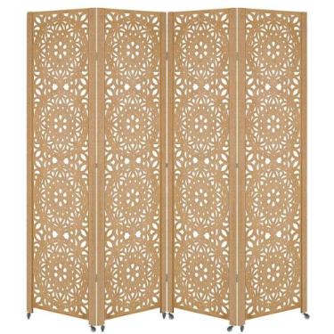 Imagem de 4 Biombo Sanfonado Com Rodinhas E Dobradiças Mdf Cru Folha Painel Divi