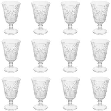 Imagem de Conjunto 12 Taças de Vidro 240ml para Água Decorada Palmeiras Lyor Ser