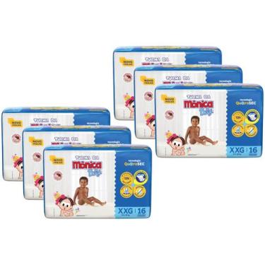 Imagem de Kit Fralda Turma da Mônica Baby Tam. XXG 14 a 18kg - 6 Pacotes com 16 