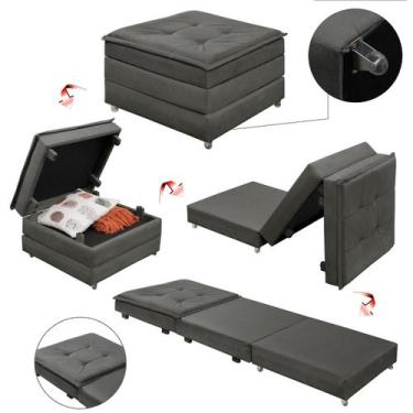 Imagem de Puff Organizador Dobrável Que Vira Colchão Cama Solteiro Para Visitas 