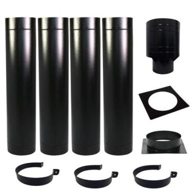 Imagem de Kit Chaminé 5 Canhão + Acab. Forro + Adap. Preto + 4 Duto - LAURINDOS 