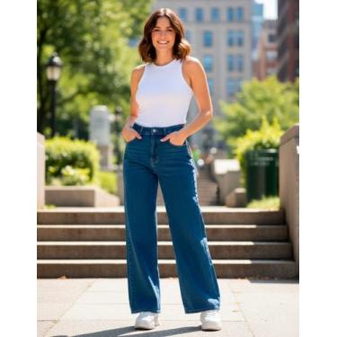 Imagem de Calça Jeans Feminina Wide Leg Cintura Alta Estilosa 501516 - Fashion N