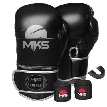 Imagem de KIT LUVA DE BOXE MUAY THAI NEW ENERGY + BANDAGEM + BUCAL - MKS COMBAT-Unissex