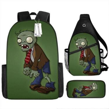 Imagem de Conjunto de mochilas Plants Zombies Cartoon Kids School 3 unidades - Y