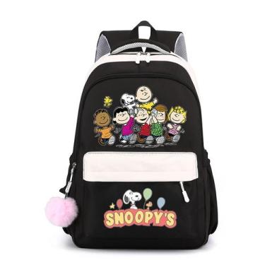 Imagem de Mochila escolar Snoopy Anime para estudantes de nylon 600g - yiweisai