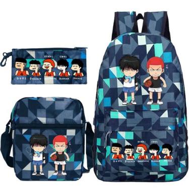 Imagem de Conjunto de mochilas Slams Dunks Anime School, 3 peças com bolsa de om