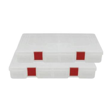 Imagem de Kit com 02 Estojos para Iscas EP Fishing Médio (Vermelho, até 20 divis