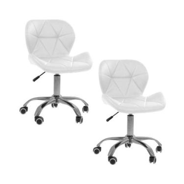 Imagem de Kit 02 Cadeiras Office Eiffel Slim Ajustável Oficial Branco - Oficial 