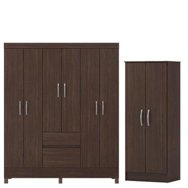 Imagem de Guarda Roupa Casal Flash 2 Com Multiuso Viena Café - Demóbile