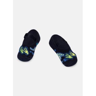 Imagem de Meia Sapatilha com Antiderrapante e Aplique Bebê Dinossauro Fósseis - 