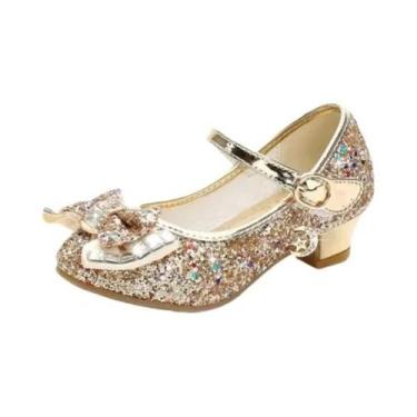 Imagem de Sapatos De Couro PU Para Meninas Com Laço Clássico Salto Alto Para Fes