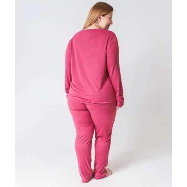 Imagem de Pijama Plus Size Feminino Manga Longa Marisa Rosa-50317, Rosa, G3