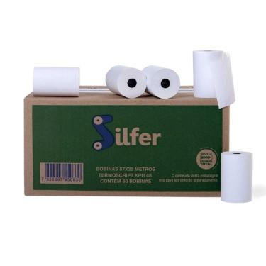 Imagem de Bobina Térmica 57mm X 22m Branca (caixa Com 60 Bobinas) - Silfer