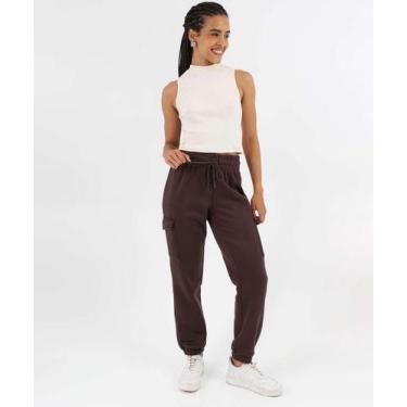 Imagem de Calça Moletom Feminina Jogger Cargo Marisa Marrom-49105, Marrom, GG