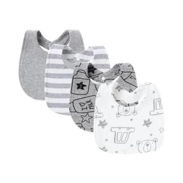 Imagem de Babadores De Algodão Dupla Camada Para Bebês, Conjunto De 4 Peças, Est