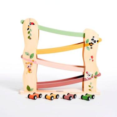 Imagem de Brinquedo Educativo Torre de Carros Boho Chic - Madeira Colorida - Inf