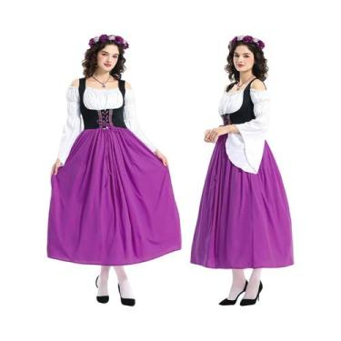 Imagem de Vestido Dirndl Alemão Feminino Adulto, Fantasia Medieval De Empregada 