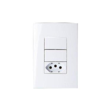 Imagem de Interruptor Simples Duplo 10a E Tomada 2p+t 20a Margirius Sleek Com Pl