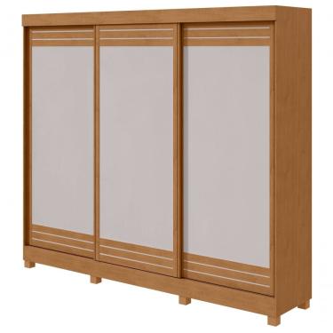 Imagem de Guarda Roupa Casal Nice 3 Portas Dupla Face 4 Gavetas MDP Amêndoa Móveis Lopas