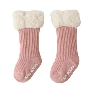 Imagem de Meias De Inverno Grossas E Quentes Antiderrapantes Para Bebês 100% Alg