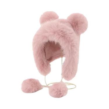 Imagem de Chapéu De Inverno Feminino Quente Com Orelhas De Urso, Imitação De Pel