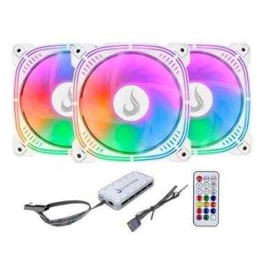 Imagem de Kit Com 3 Ventoinhas Rise Mode Aura frost Pro, 120mm, ARGB, Branco - RM-CF-02-ARGB-Unissex
