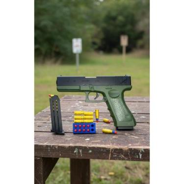 Imagem de Pistola De Brinquedo Verde/Preta Com Dardos E Cápsulas - Congratulatio