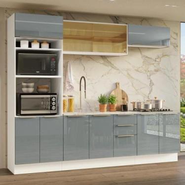 Imagem de Armário De Cozinha Completa 270 Cm Branco/cinza Lux Madesa 05 Branco/c