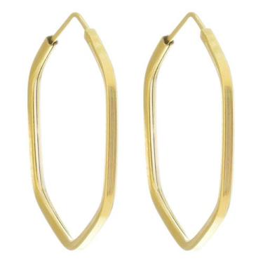 Imagem de Brinco Sextavado 19 Mm Em Ouro 18k 750 Dourado - Jetta