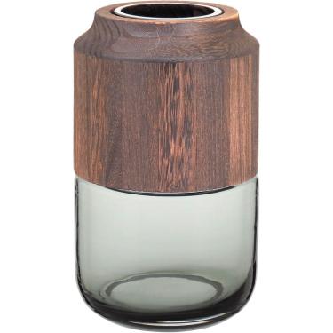 Imagem de VASO DECORATIVO ENFEITE PLANTA VIDRO 24x10x10cm CINZA