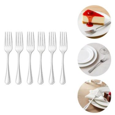 Imagem de Jogo 6 Talheres De Mesa Inox Reforçado Cozinha Restaurante Buffet Marm