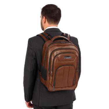 Imagem de Mochila Executiva World Bags Linha Premium Poliuretano Notebook, Café 