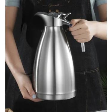 Imagem de Garrafa Térmica Aço Inox 25 e 5x14x14cm para Bebidas Quentes Ou Frias com Alavanca de P...