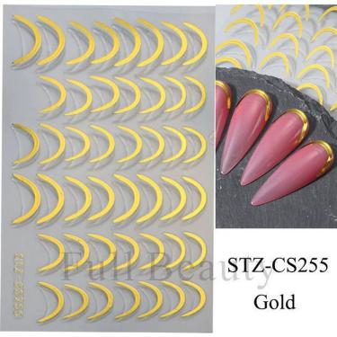 Imagem de Adesivo de Unhas Stz-C 3D Gradiente Linha Francesa Azul Rosa Roxo Verde para Decoração...