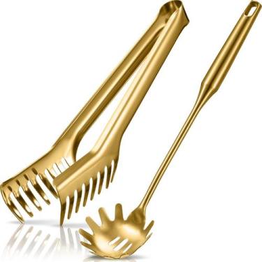 Imagem de Conjunto de colheres e garfos para macarrão Patelai em aço inoxidável 