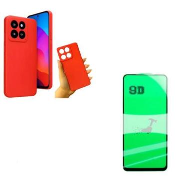 Imagem de Capa Case Aveludada Vermelho + Película de Cerâmica 9D Moto Edge 60 Pr
