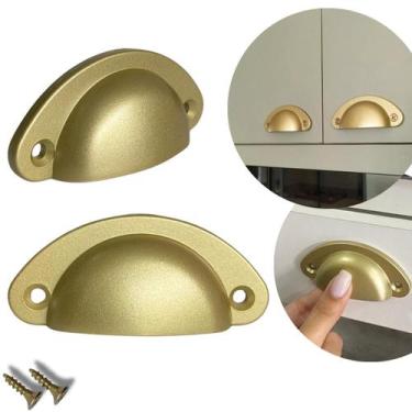 Imagem de Kit 8 Puxador Concha de Gaveta, Armário, Móveis em Geral, Dourado Fosc