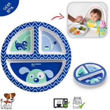 Imagem de Prato Pratinho Raso Infantil Com 3 Divisórias Divertido - MultiKids, A