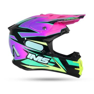 Imagem de Capacete Evo Ims Pink/Roxo Motocross Trilha Velocross, XL - 62
