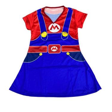 Imagem de Fantasia Super Mario Vestido Meninas Halloween Carnaval Roupa Infantil