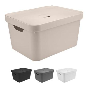 Imagem de Caixa Organizadora Com Tampa Média Ou 36x27x24cm Quarto, Bege